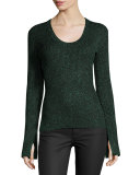 Vistas Metallic Ribbed Sweater, Green