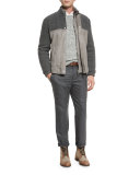 Donegal Crewneck Ribbed Sweater, Medium Gray
