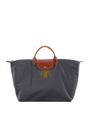 Le Pliage Large Monogram Travel Tote Bag, Gray