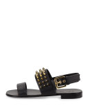 Men's Studded Leather Strap Sandal, Black