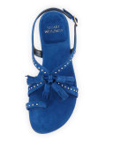 Flapagain Suede Tassel Flat Sandal, Ultra Marine