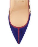 Serianina Pointed-Toe 100mm Red Sole Pump, Multi
