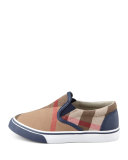 Navy Check Slip-On Sneaker, Toddler