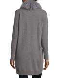 Open Cashmere Cardigan w/ Fox Fur Collar