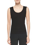 Sleeveless Wool-Silk Shell, Black