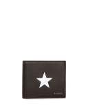 Star-Print Leather Wallet, Black