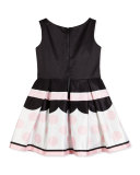 Sweet Treat Sleeveless Pleated Fit-and-Flare Dress, Pink/Black, Size 2-6X