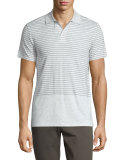 Engineered-Stripe Short-Sleeve Polo Shirt, Heathered White