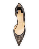 Galupump Laser-Cut Red Sole Pump, Black/Nude