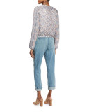 Lucilia Denim Paperbag-Waist Pants, Sea Wash