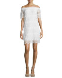 Gustina Off-The-Shoulder Lace Dress, White