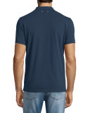 Johnny-Collar Pique Polo Shirt, Navy