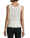 Dandelion-Print Sleeveless Top, Chalk/Black