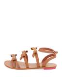 Samara Flat Bow-Detail Sandal, Tan/Multi