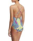 Butterfly Paisley-Print One-Piece Swimsuit
