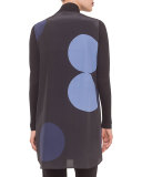 Circle-Print Crepe-Back Cardigan