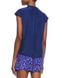 Allison Satin V-Neck, Cap-Sleeve Top
