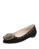 Bibbi Suede Flat with Flower