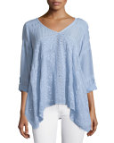 Long-Sleeve V-Neck Hanky Tunic 