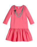 tromp l'Oeil pearls jersey dress, coral, size 7-14