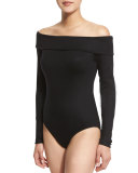 Wool Jersey Off-The-Shoulder Bodysuit