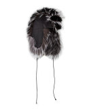 Myra Leather & Fox Fur Trapper Hat, Black