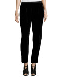 Velvet Slouchy Ankle Pants, Black