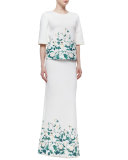 Half-Sleeve Floral-Print Top 