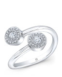 Mini Diamond Bypass Ring in 18K White Gold