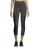 Colorblocked High-Rise Cropped Leggings, Gray/Black