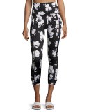 x kate spade new york luxe floral cinched side-bow leggings, black