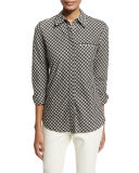 Brody Long-Sleeve Gingham Blouse