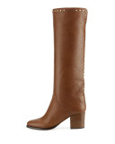 Monroe Studded 65mm Mid-Calf Boot, Khaki Brown