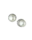 9mm Pave Pearly Stud Earrings