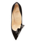 Mlle Menule Velvet 100mm Red Sole Pump, Black