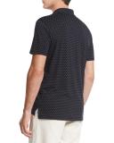 Dot-Print Pima Cotton Polo Shirt, Navy