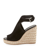 Suede Open-Toe Espadrille Glove Sandal, Black (Nero)