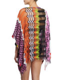 Zigzag-Print Crocheted Caftan Coverup