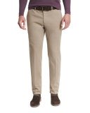 Soft Stretch-Cotton Slim-Fit Pants, Mud