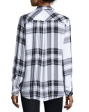 Hunter Plaid Long-Sleeve Shirt, White/Graphite 