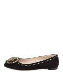 Bibbi Suede Flat with Flower