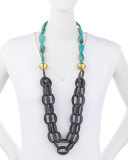 Chain-Link Double-Strand Turquoise Necklace, 39"