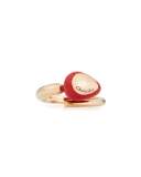 Capriful Red Resin Droplet Bypass Ring in 18K Rose Gold