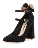 Lilia Bow Suede 100mm Pump, Black
