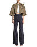 Talia High-Waist Denim Wide-Leg Pants, Indigo