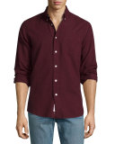 Standard Issue Brushed Cotton Sport Shirt, Burgundy