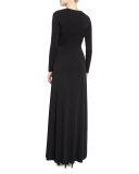 Salina Tie-Front Long-Sleeve Maxi Dress