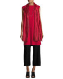 Sleeveless Bateau-Neck Jersey Shift Dress, Red, Plus Size