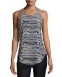Dune Striped Silk Racerback Tank, Ivory/Midnight