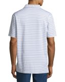 Pug Striped Stretch Polo Shirt, White